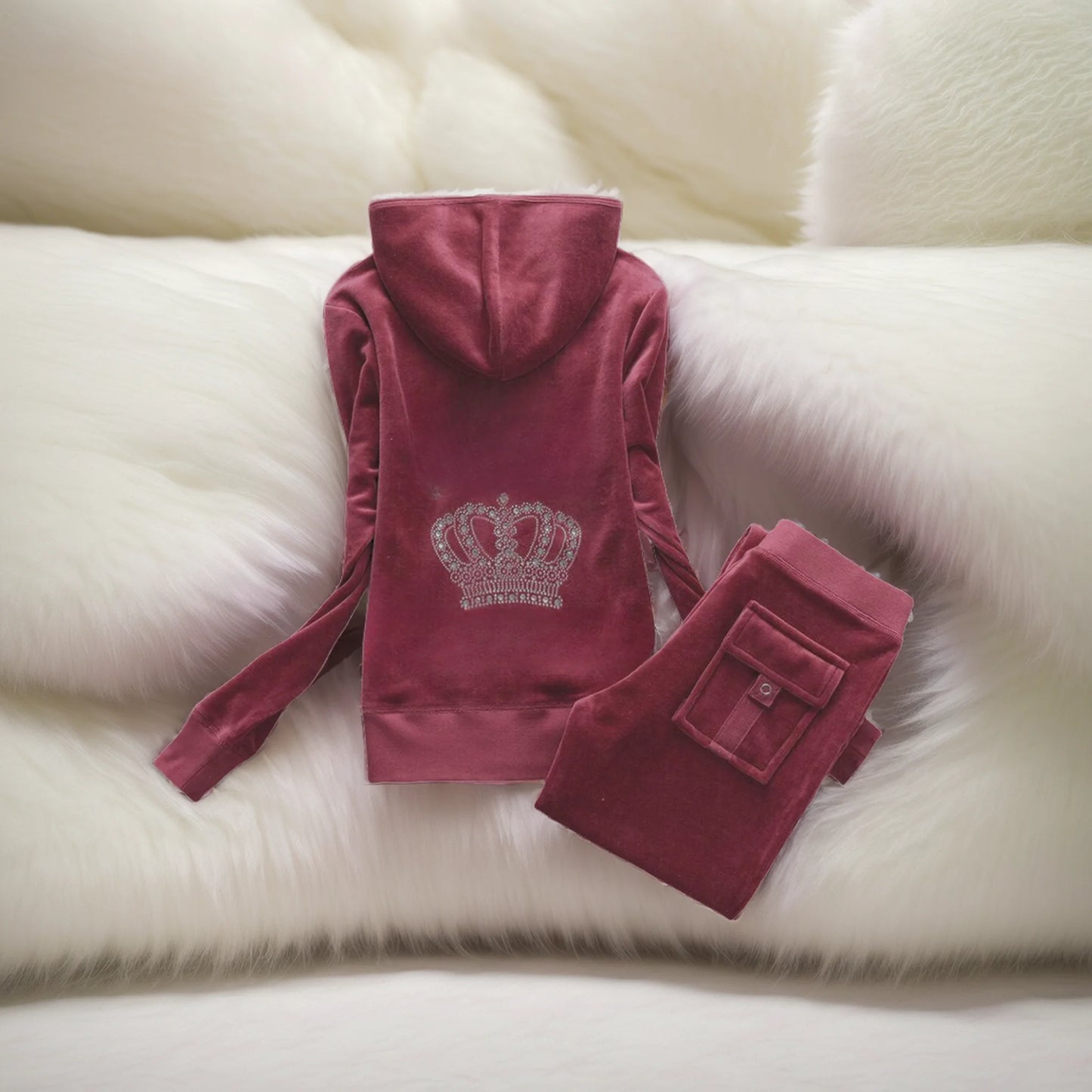 JUICY COMUTURE Velvet Tracksuit Winter Casual Women Velvet Tracksuit Original Suit Women's Velvet Suit Diamond Juicy Pants Suit