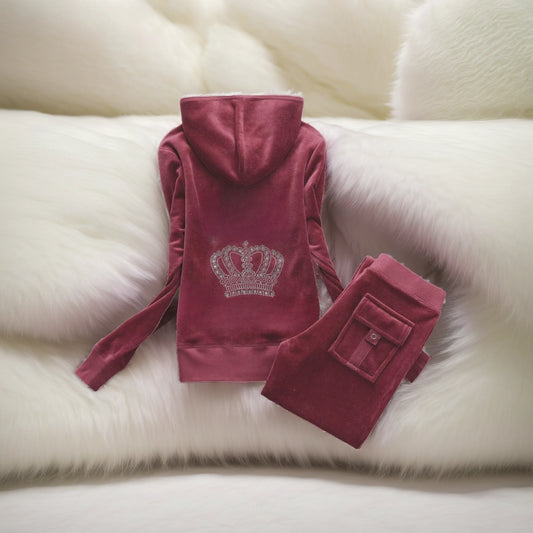 JUICY COMUTURE Velvet Tracksuit Winter Casual Women Velvet Tracksuit Original Suit Women's Velvet Suit Diamond Juicy Pants Suit