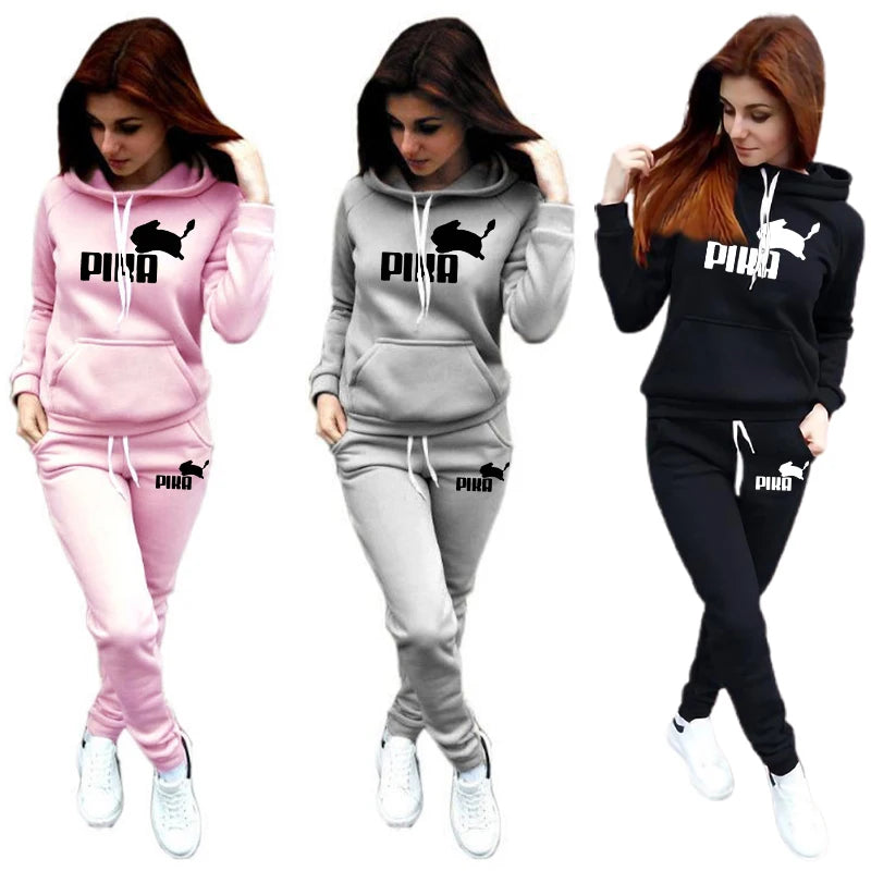Woman Tracksuit Two Piece Set Winter Warm Hoodies+Pants Pullovers Sweatshirts Female Jogging Woman Clothing Sports Suit Outfits