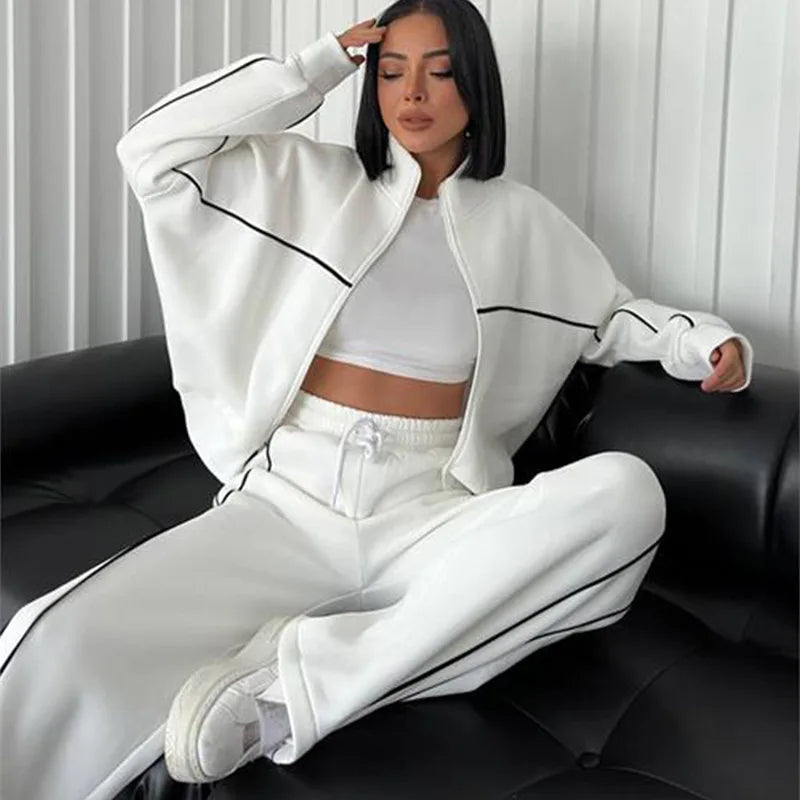 Sweatsuits For Women Summer Set 2 Piece Outfits For Women Jogging Suit Lounge Sweatshirt Jogger Pants With Pockets