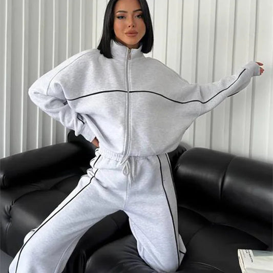 Sweatsuits For Women Summer Set 2 Piece Outfits For Women Jogging Suit Lounge Sweatshirt Jogger Pants With Pockets