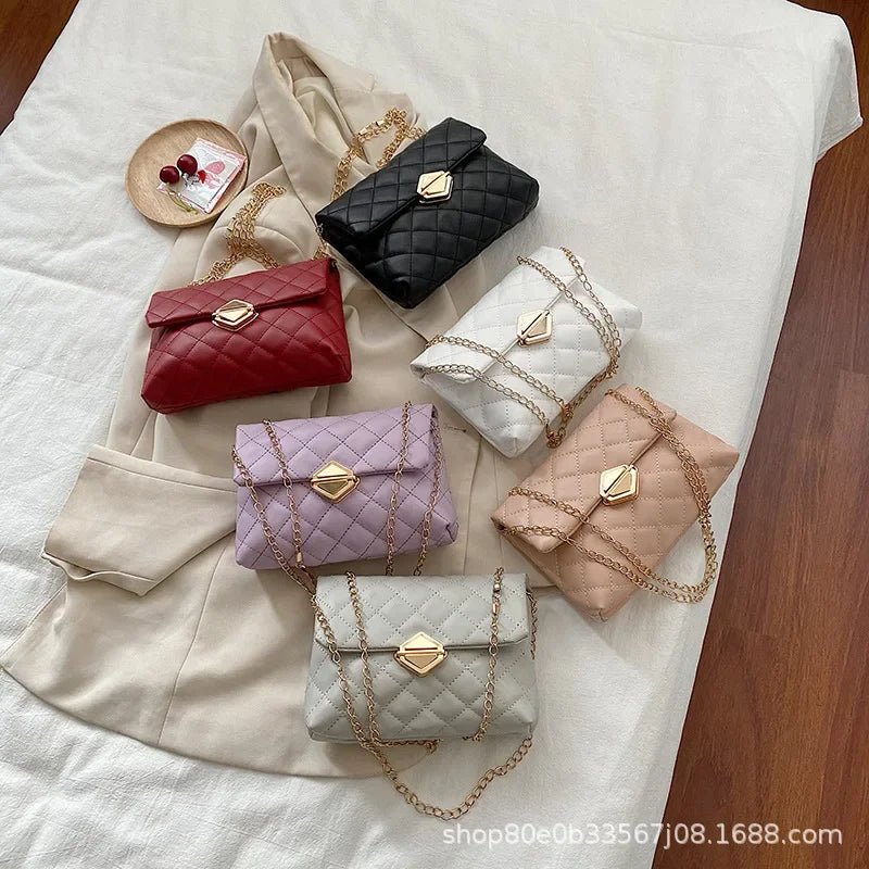 Ladies Bags 2024 Korean Style Argyll Chain Bag Women's Shoulder Crossbody Bag Fashionable Handbag For Women