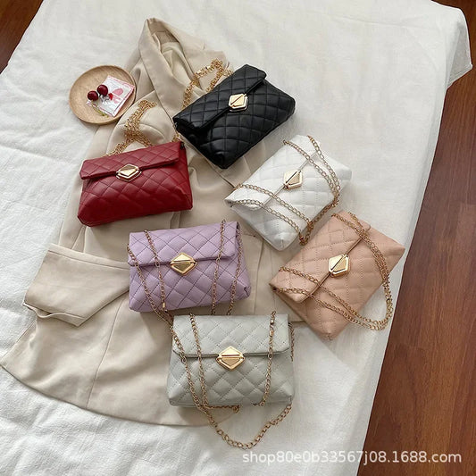 Ladies Bags 2024 Korean Style Argyll Chain Bag Women's Shoulder Crossbody Bag Fashionable Handbag For Women