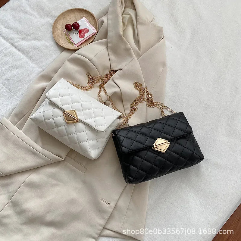 Ladies Bags 2024 Korean Style Argyll Chain Bag Women's Shoulder Crossbody Bag Fashionable Handbag For Women