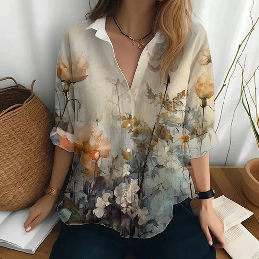 Elegant women's shirts and blouses vintage casual long sleeve shirts high quality women's clothing temperament tops shirts