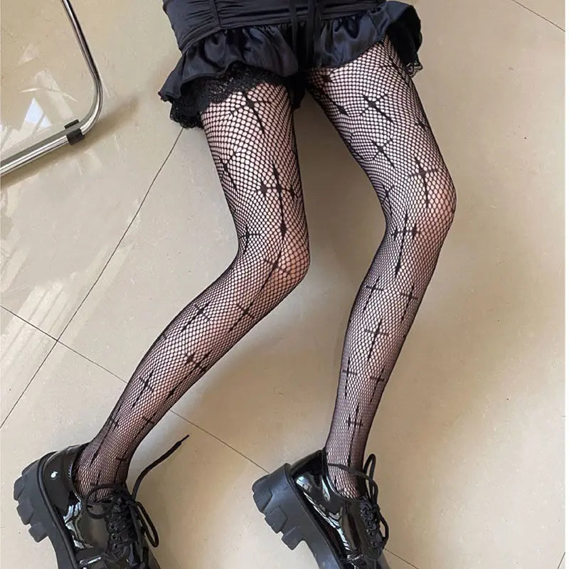 Sexy Lace Mesh Fishnet Stockings Pantyhose Tights Women Hollow Out Women Tights Lingerie Hosiery Pantyhose Thigh High Stockings