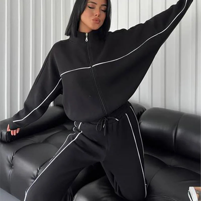 Sweatsuits For Women Summer Set 2 Piece Outfits For Women Jogging Suit Lounge Sweatshirt Jogger Pants With Pockets